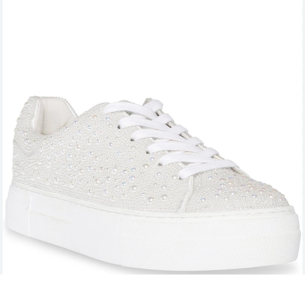 Betsey Johnson White Sneakers with Rhinestones